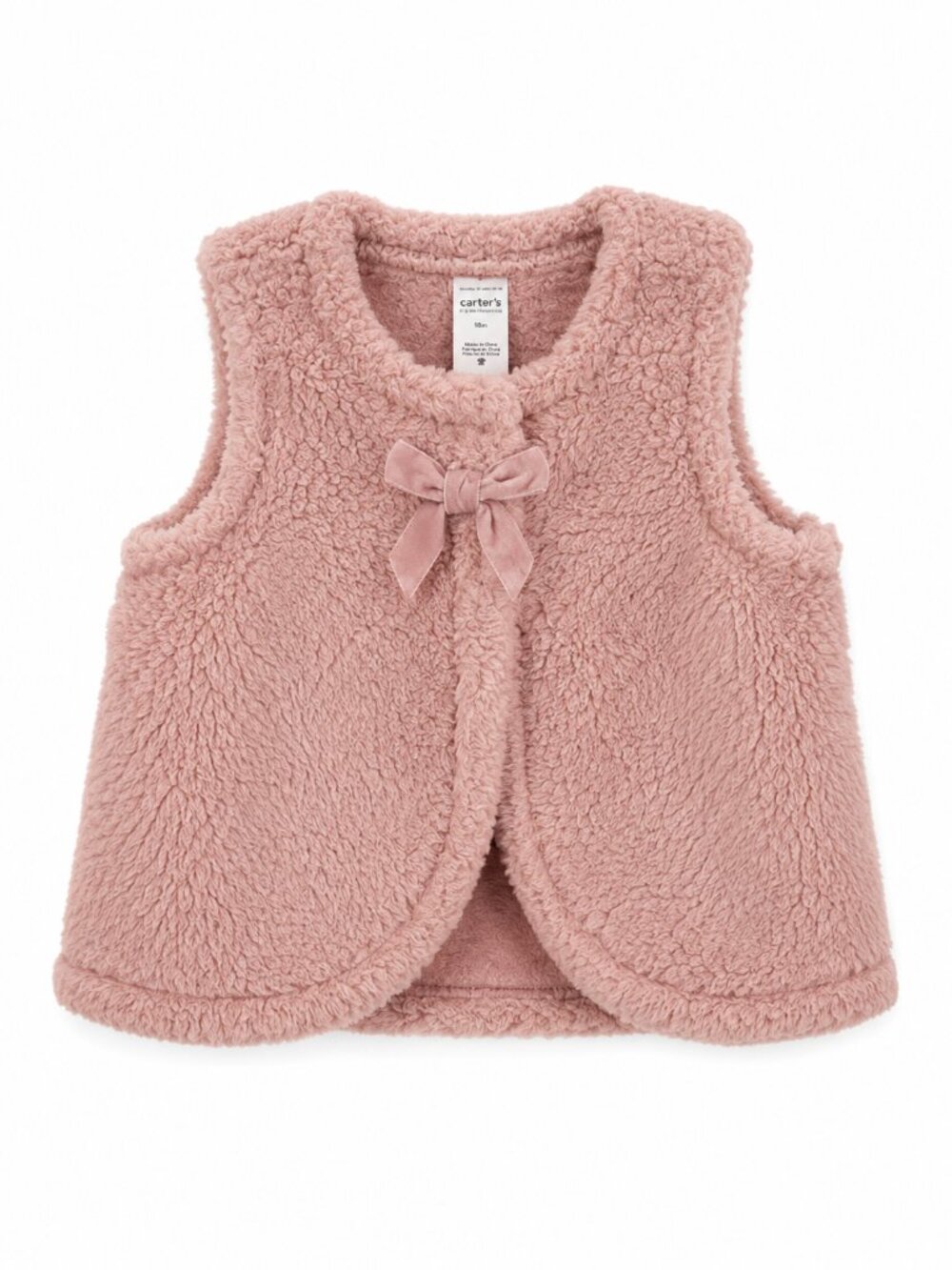 Carter's Dusty Rose Sherpa Baby Vest with Bow